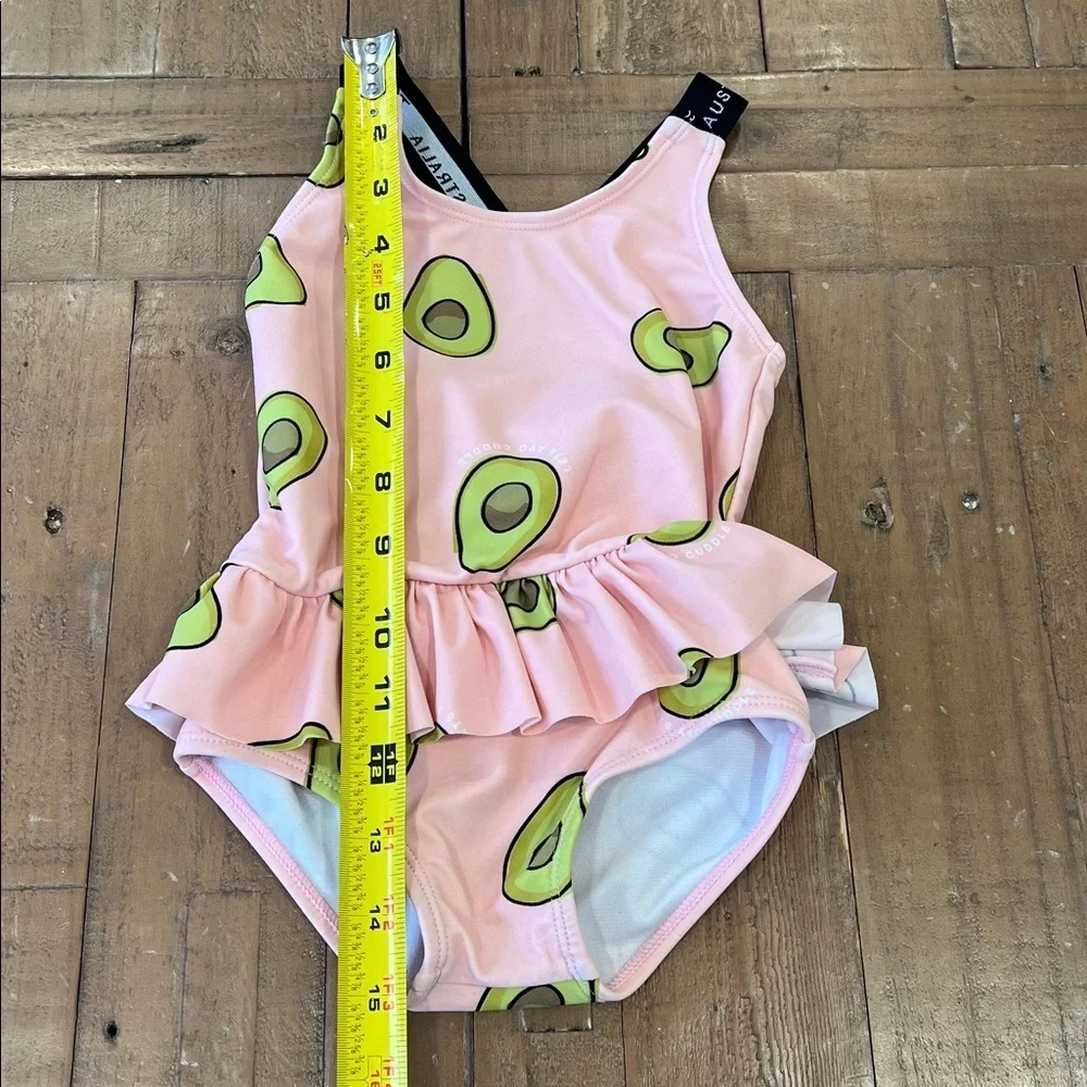Tiny tribe pink avocado skirted one piece swim suit girls 12-18 months